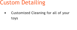 Custom Detailing �	Customized Cleaning for all of your toys